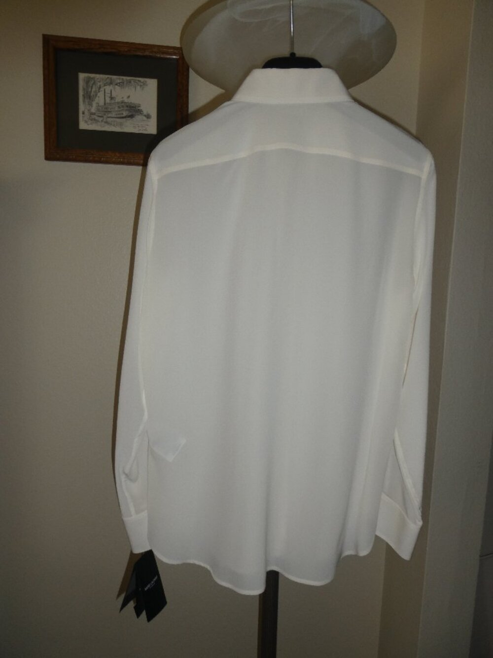 New SAINT LAURENT white/cream silk SHEER Shirt F40 - Picture 4 of 9